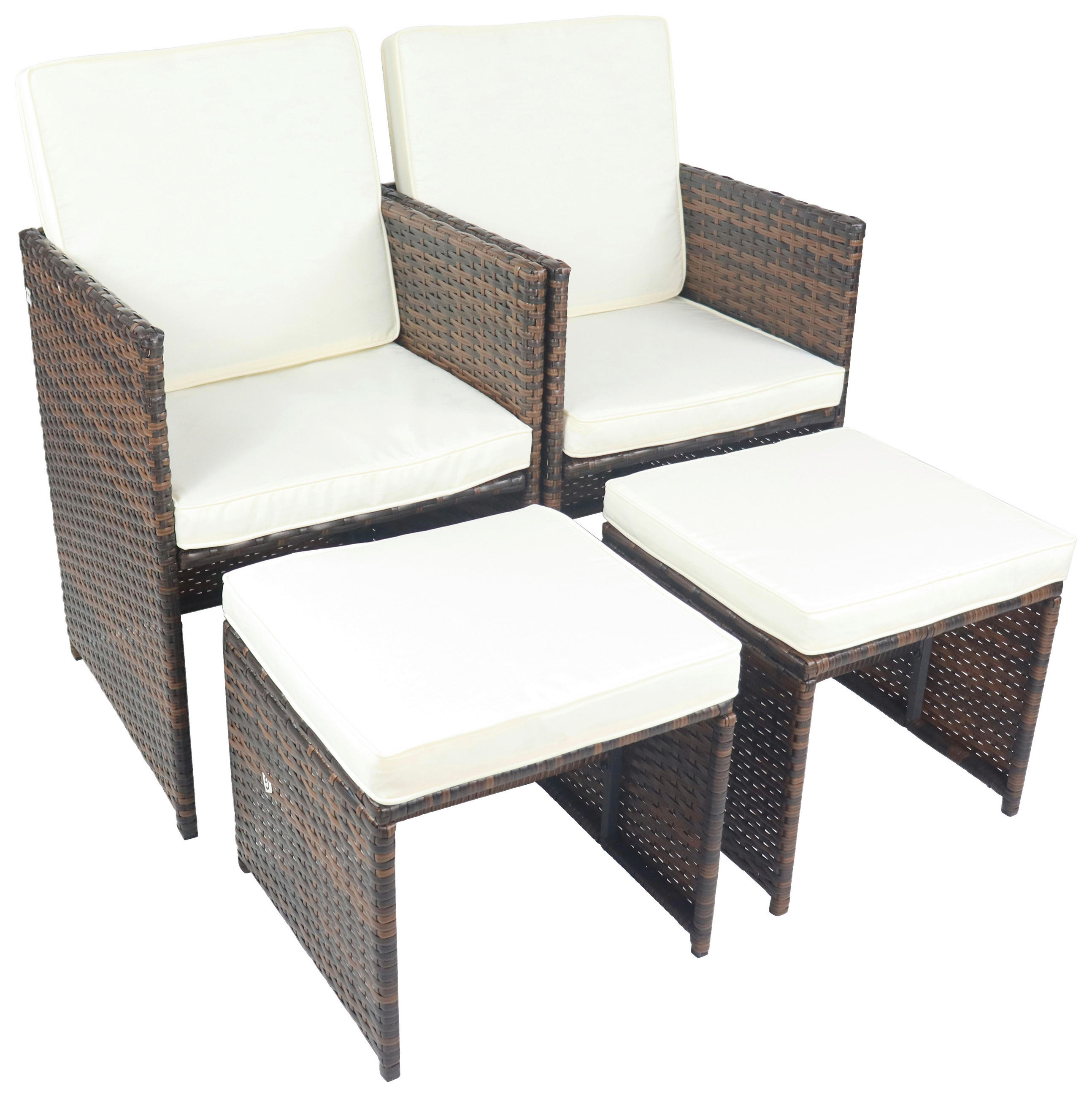GARTENSESSEL-SET Stahl Braun  - Braun/Weiß, MODERN, Kunststoff/Textil (53/84/53cm) - Ambia Garden