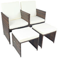 GARTENSESSEL-SET Stahl Braun  - Braun/Weiß, MODERN, Kunststoff/Textil (53/84/53cm) - Ambia Garden
