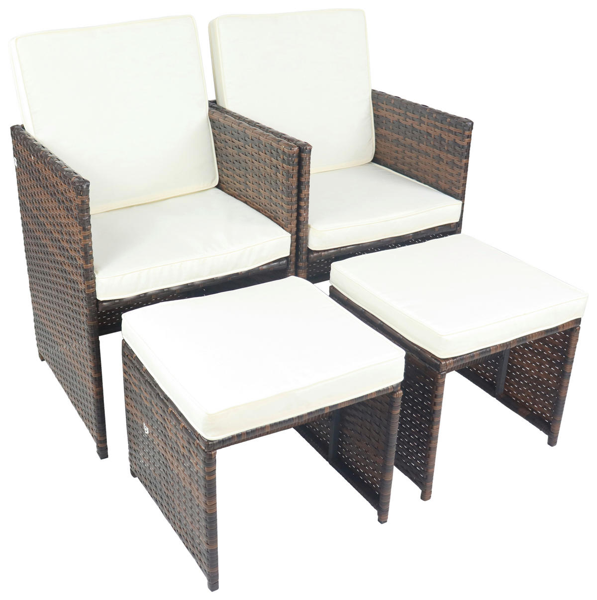 GARTENSESSEL-SET Stahl Braun  - Braun/Weiß, MODERN, Kunststoff/Textil (53/84/53cm) - Ambia Garden