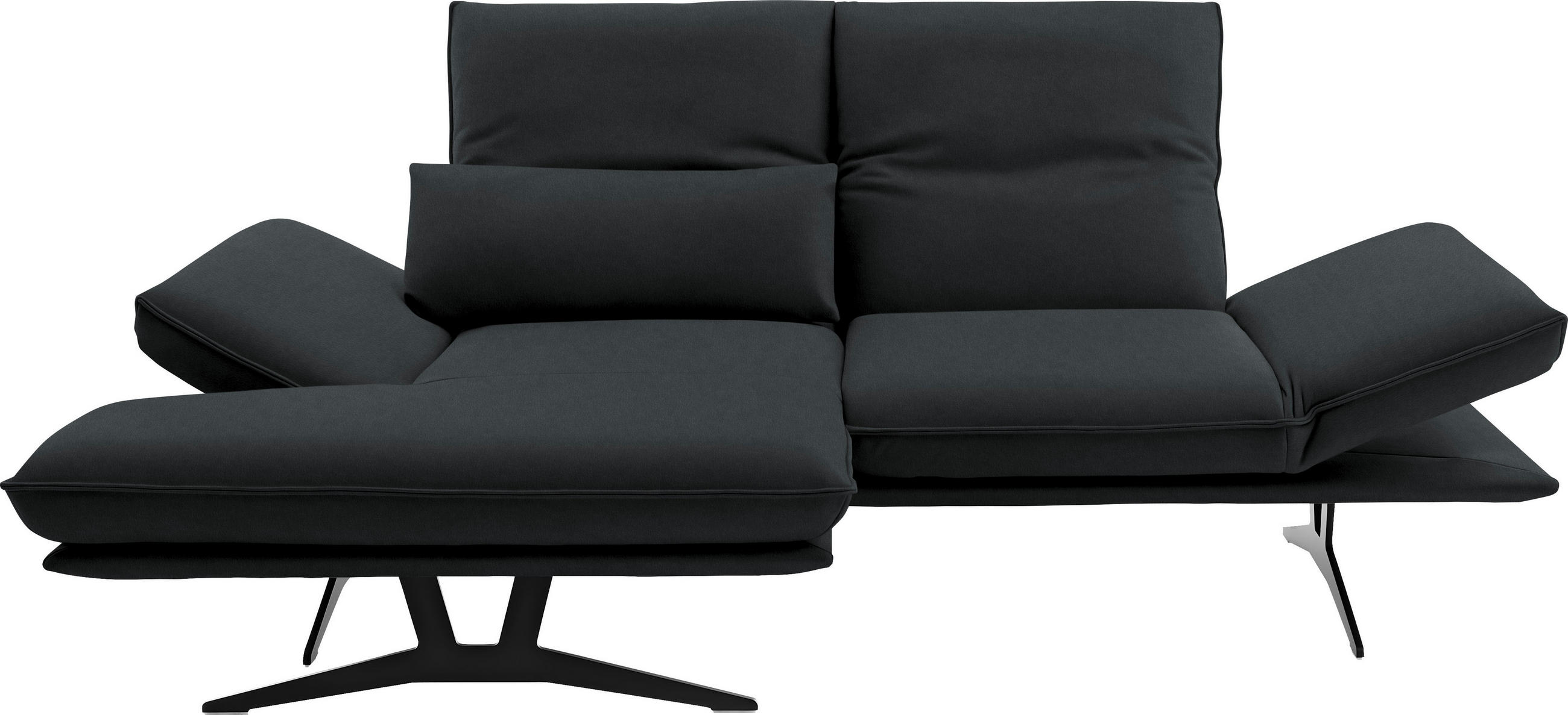 ECKSOFA in Echtleder Grau  - Gelb/Schwarz, Design, Leder/Metall (130/210cm) - Dieter Knoll