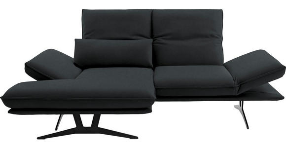 ECKSOFA in Echtleder Grau 130/210 cm - Gelb/Schwarz, Design, Leder/Metall (130/210cm) - Dieter Knoll