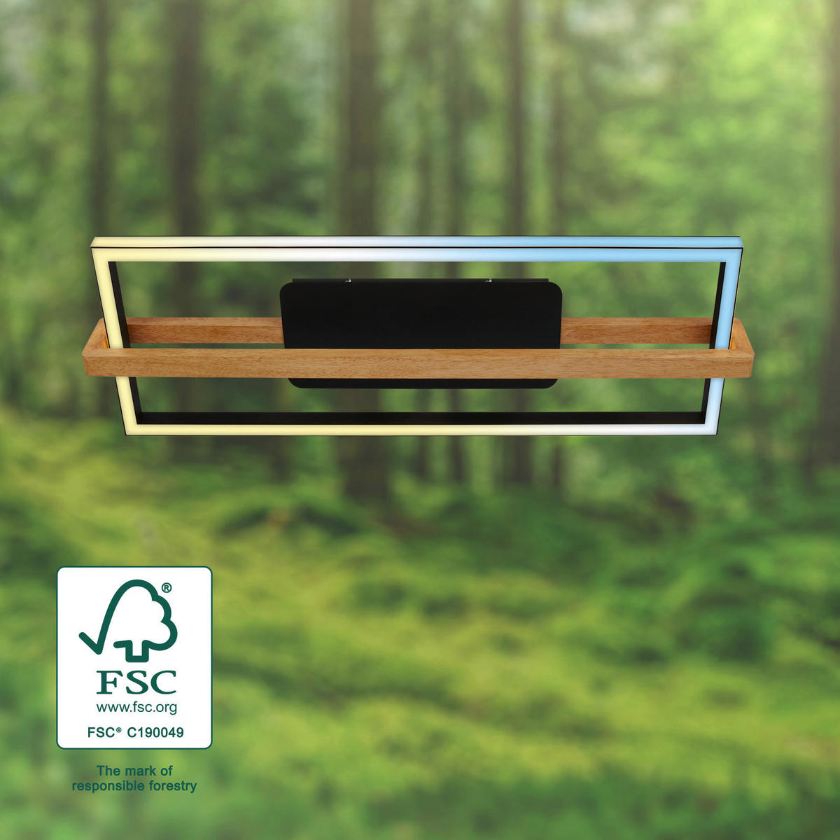 LED-DECKENLEUCHTE   - Schwarz/Braun, Natur, Holz/Kunststoff (84,5/30/12cm) - Briloner