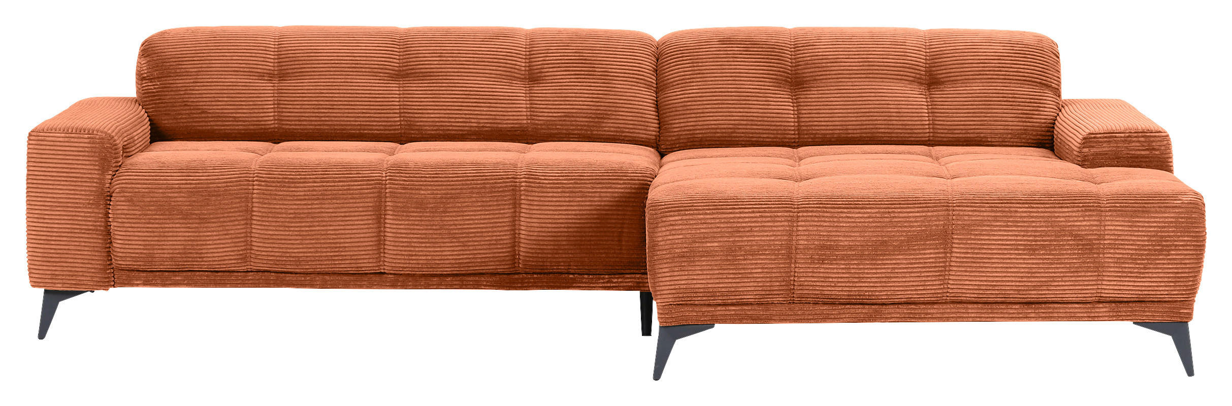 ECKSOFA in Cord Rostfarben  295/165 cm  - Rostfarben/Schwarz, KONVENTIONELL, Textil/Metall (295/165cm) - Carryhome