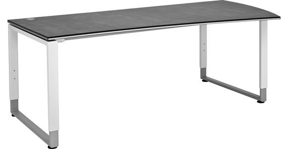 SCHREIBTISCH 200/80-100/68-82 cm in Grau, Weiß - Weiß/Grau, Basics, Holzwerkstoff/Metall (200/80-100/68-82cm) - Moderano