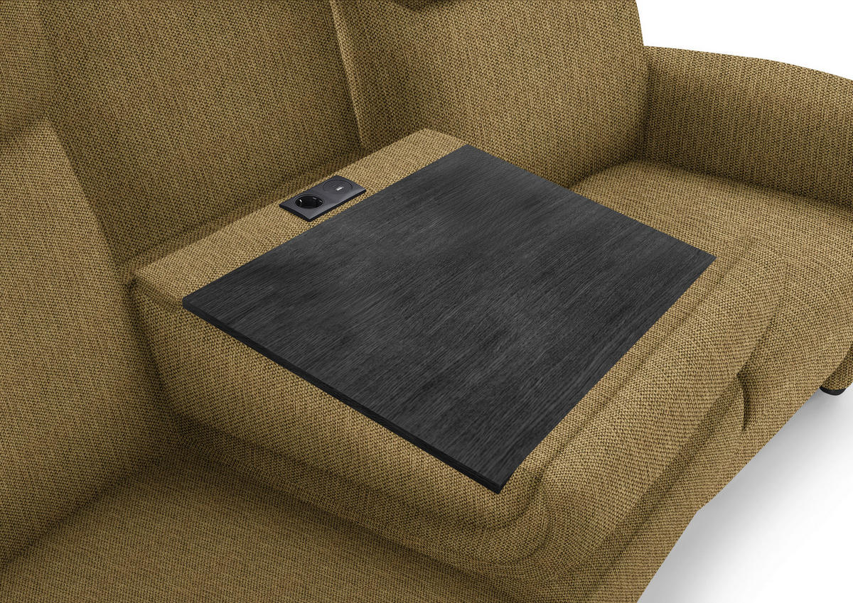 TRAPEZSOFA in Flachgewebe Messingfarben  - Messingfarben/Schwarz, Konventionell, Textil/Metall (219/107/97cm) - Pure Home Comfort