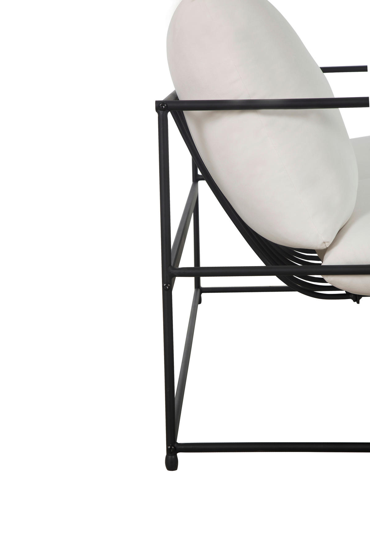 SOFA Samt Weiß  - Schwarz/Weiß, MODERN, Textil/Metall (129/75/87cm) - P & B