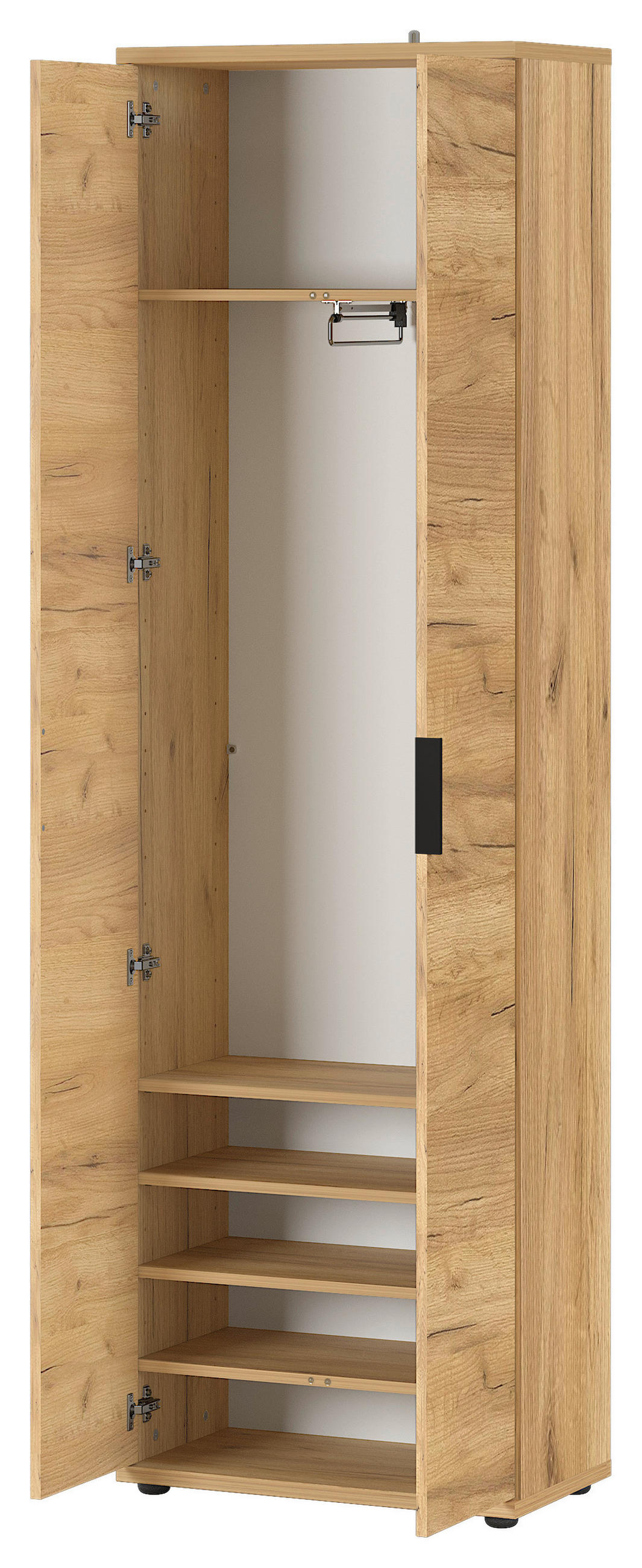 GARDEROBENSCHRANK  in 59/199/34 cm  - Eichefarben/Schwarz, KONVENTIONELL, Holzwerkstoff/Metall (59/199/34cm) - Germania