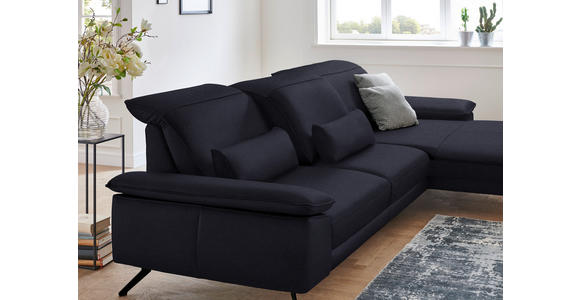 ECKSOFA Rivello in Echtleder Schwarz  328/193 cm  - Schwarz, Design, Leder/Metall (328/193cm) - Dieter Knoll