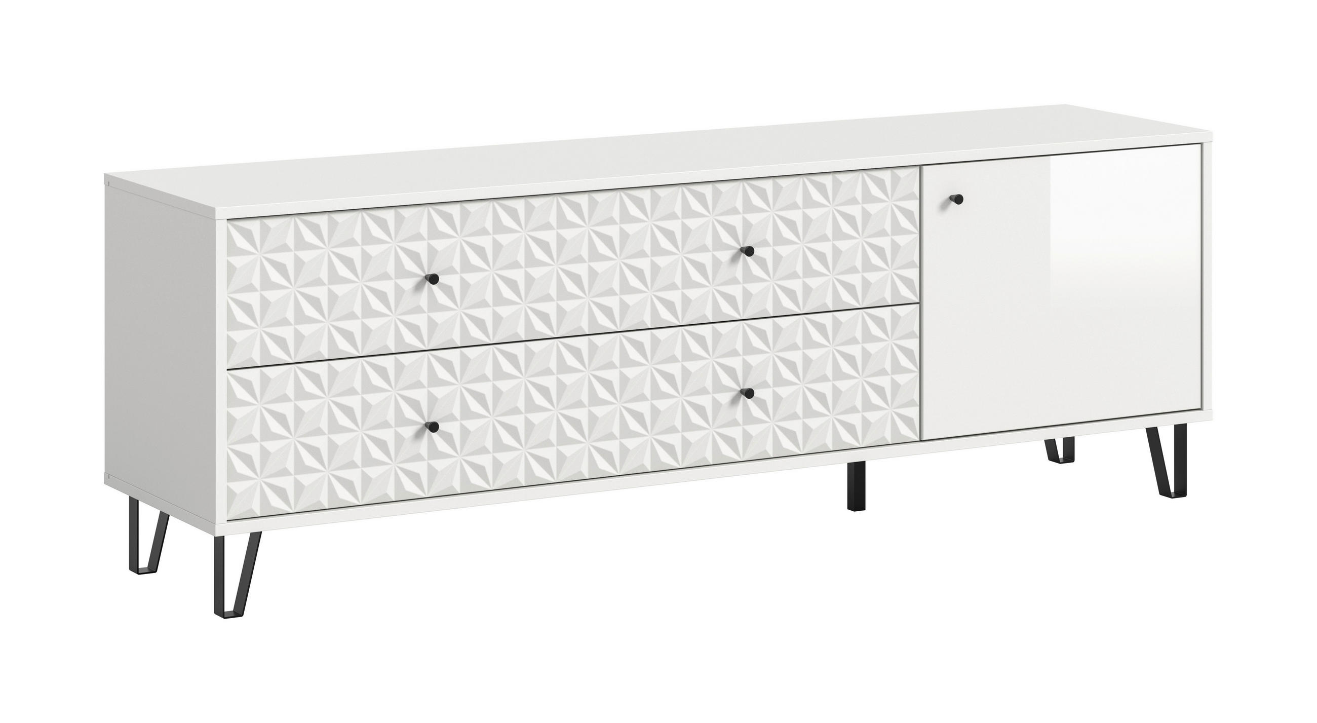 LOWBOARD  in 164/56/40 cm  - Weiß Hochglanz/Schwarz, Design, Holzwerkstoff/Kunststoff (164/56/40cm) - Livetastic