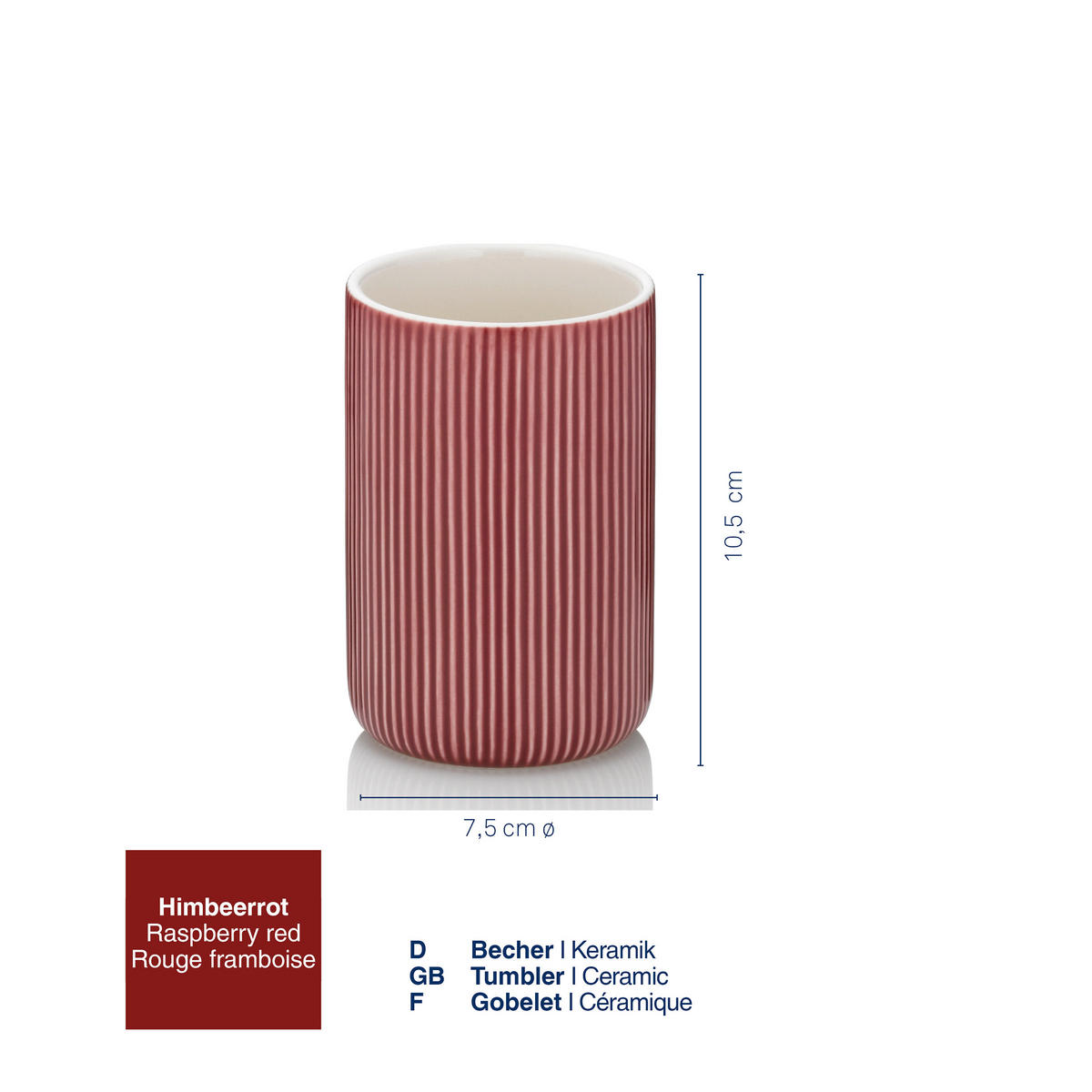 ZAHNPUTZBECHER  - Rot, Basics, Keramik (7,5/10,5cm) - Kela