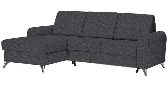 ECKSOFA in Flachgewebe Dunkelgrau  - Dunkelgrau/Silberfarben, Design, Textil/Metall (167/244cm) - Cantus