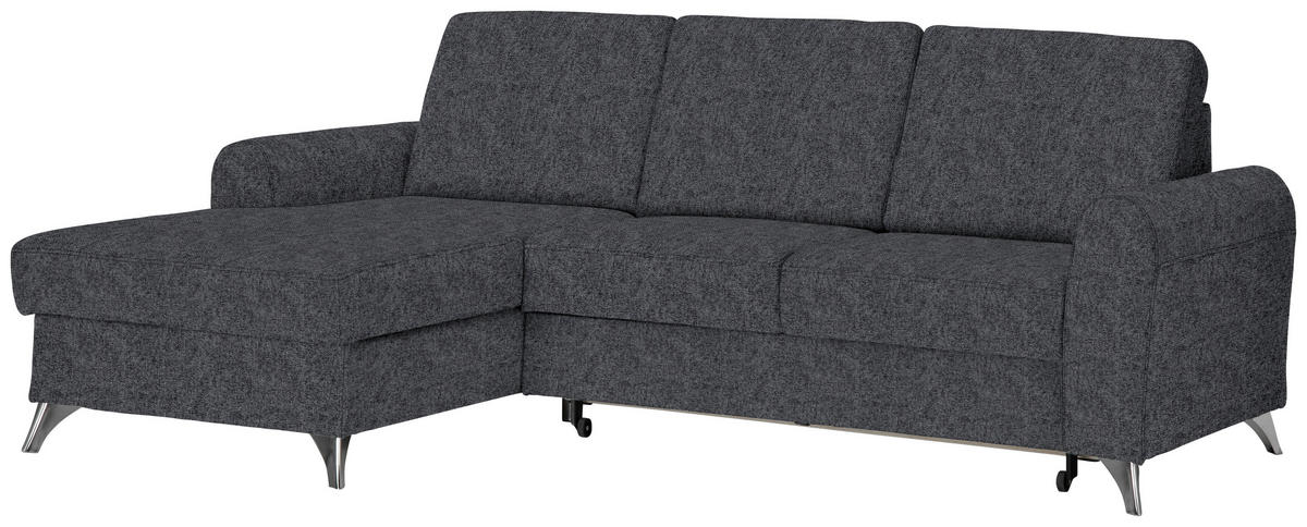 ECKSOFA Dunkelgrau Flachgewebe  - Dunkelgrau/Silberfarben, Design, Textil/Metall (167/244cm) - Cantus