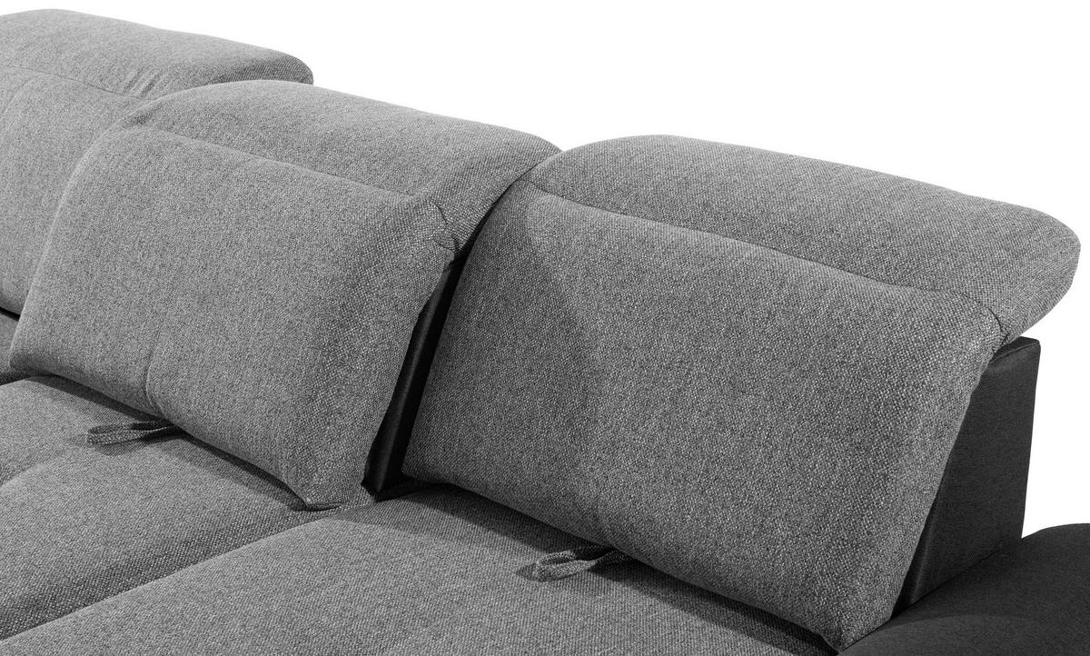HÖRNSOFFA i vävt tyg grå, mörkgrå  - mörkgrå/silver, Klassisk, trä/textil (203/286cm) - Livetastic