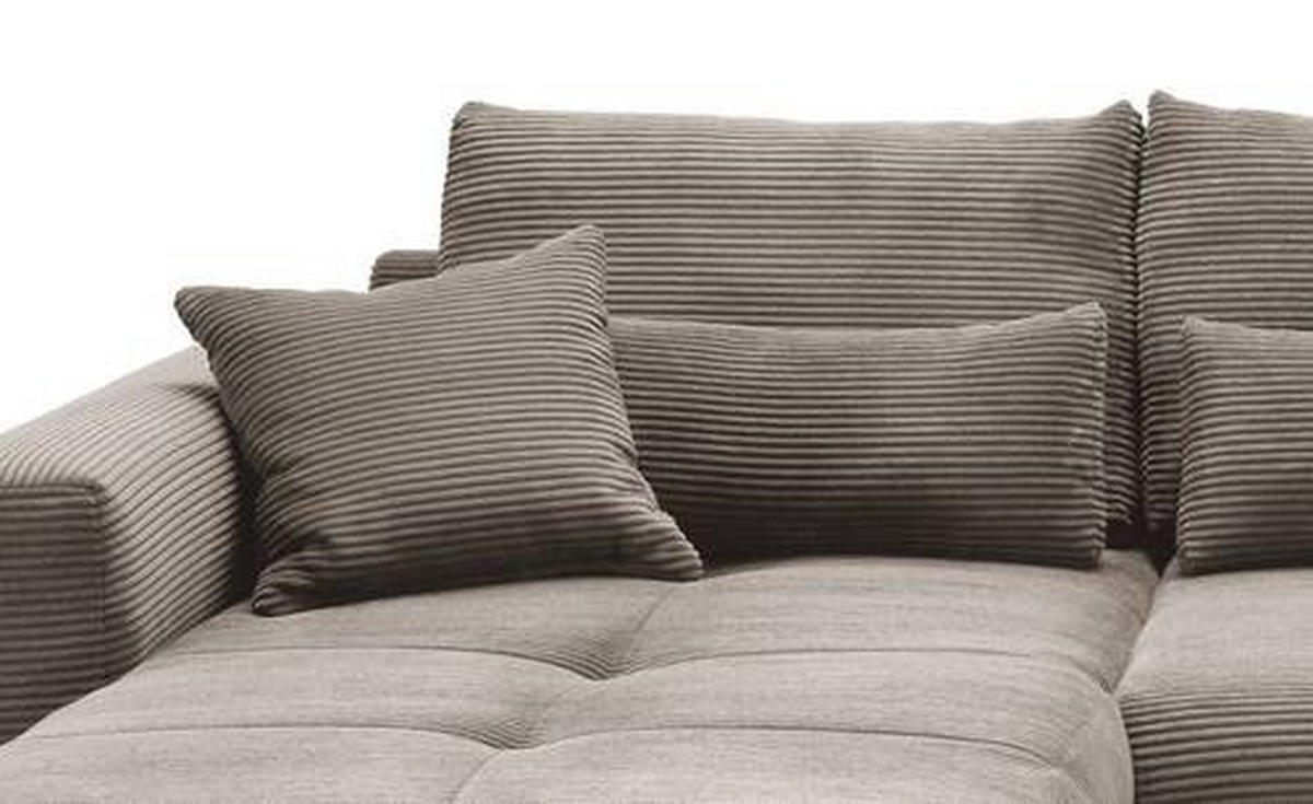 ECKSOFA Graubraun Cord  - Graubraun/Schwarz, MODERN, Holz/Textil (188/302cm) - MID.YOU
