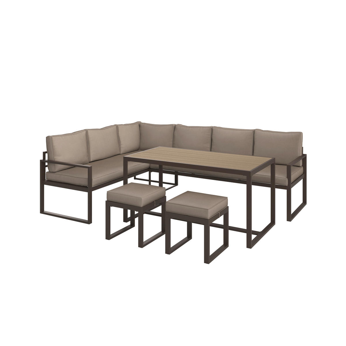 LOUNGE ÉTKEZŐGARNITÚRA  176/240,5 cm   - barna, Modern, műanyag/fém (176/240,5cm) - Ambia Garden