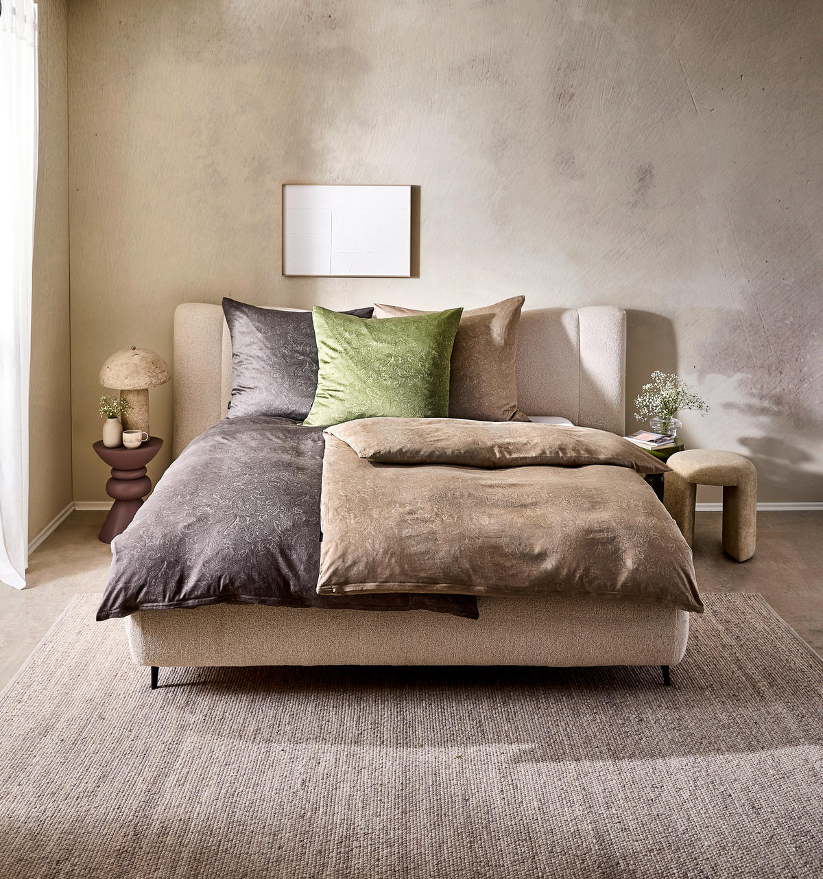 BETTWÄSCHE 2-teilig Satin 135/200 cm  - Beige, Textil (135/200cm) - Novel