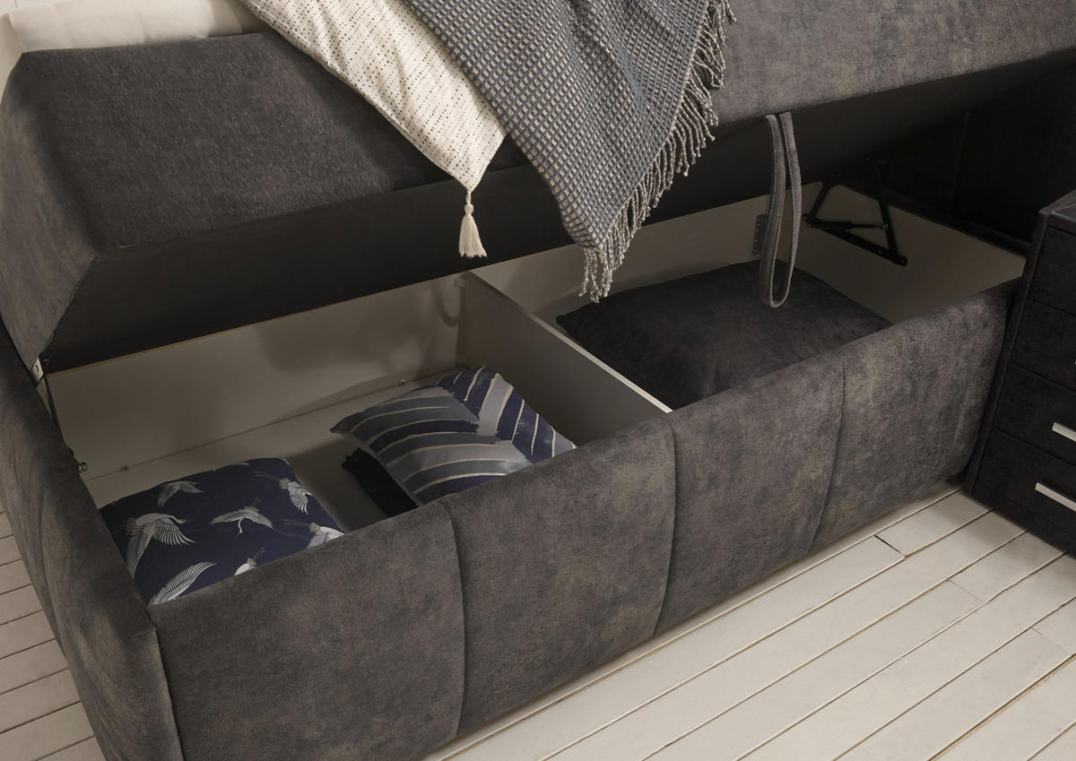 BOXBETT  in Dunkelgrau  - Dunkelgrau/Schwarz, Konventionell, Kunststoff/Textil (180/200cm) - Modante