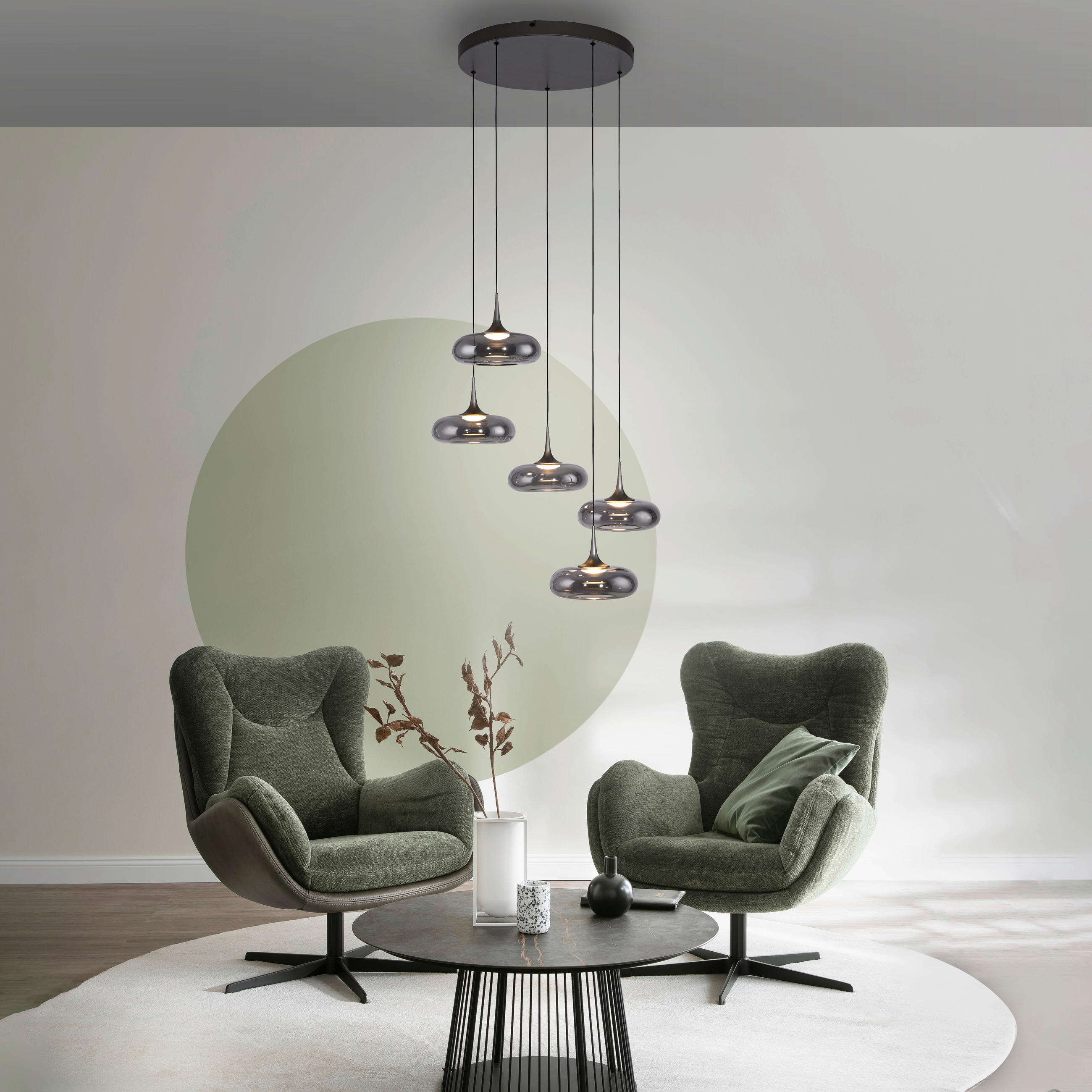 LED-PENDELLEUCHTE SW POSH 62/62/200 cm   - Grau, Design, Glas/Kunststoff (62/62/200cm) - Schöner Wohnen
