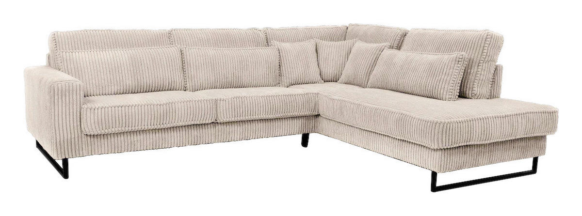 ROHOVÁ SEDAČKA, textil, kompozitní dřevo, béžová - černá/béžová, Konvenční, kov/kompozitní dřevo (284/253cm) - Livetastic
