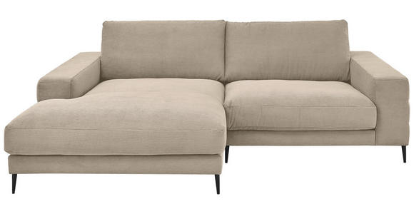 ECKSOFA in Feincord Sandfarben  - Sandfarben/Schwarz, Design, Textil/Metall (177/253cm) - Dieter Knoll