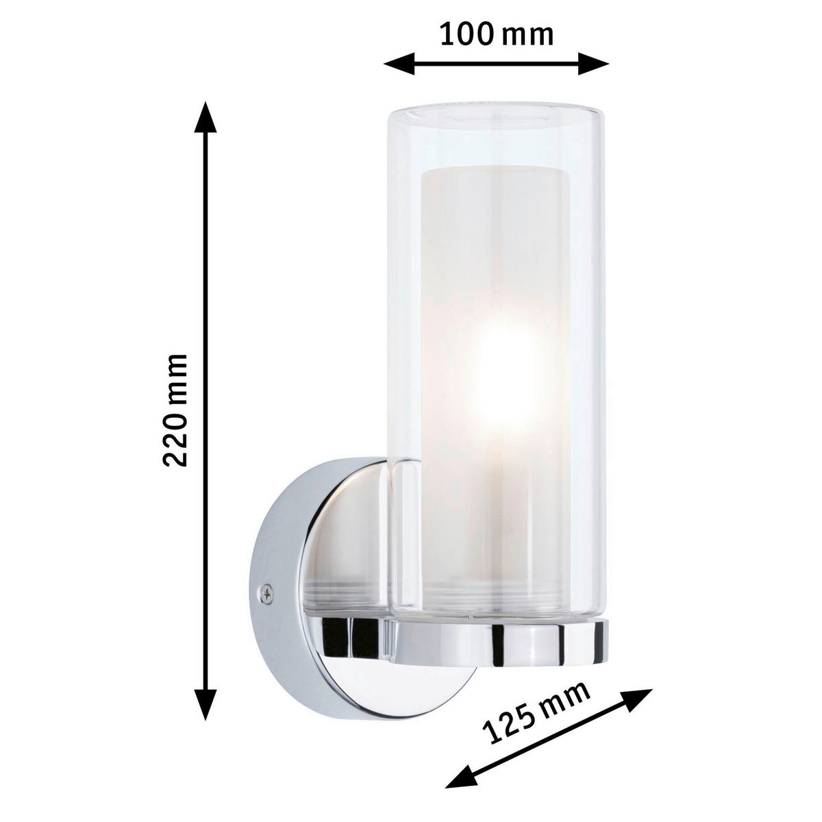 WANDLEUCHTE Luena 10,0/22,0/12,5 cm   - Chromfarben, Basics, Glas/Metall (10,0/22,0/12,5cm) - Paulmann