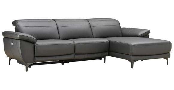 ECKSOFA in Lederlook Echtleder, Kombination Echtleder/Lederlook Schwarz  - Schwarz, Design, Leder/Kunststoff (269/164cm) - Xora