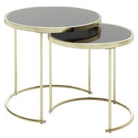 SATZTISCH 42/42/45 cm Goldfarben rund  - Goldfarben, Design, Glas/Metall (42/42/45cm) - MID.YOU