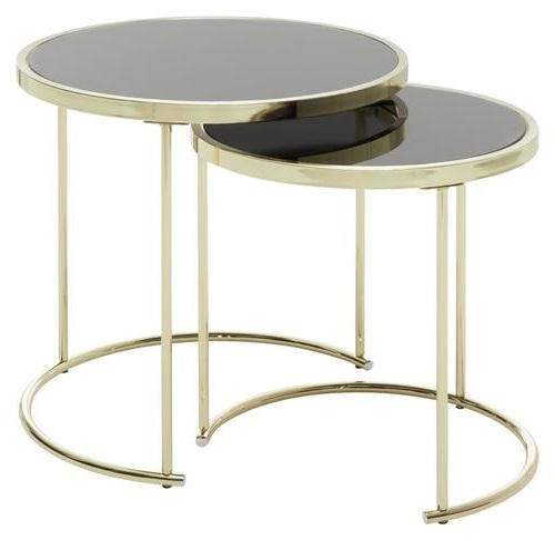 Beistelltisch 2er-Set Cora, Glasplatte Verspiegelt, Gold