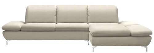 ECKSOFA in Echtleder Hellgrau  315/200 cm  - Silberfarben/Hellgrau, Design, Leder/Metall (315/200cm) - Chilliano