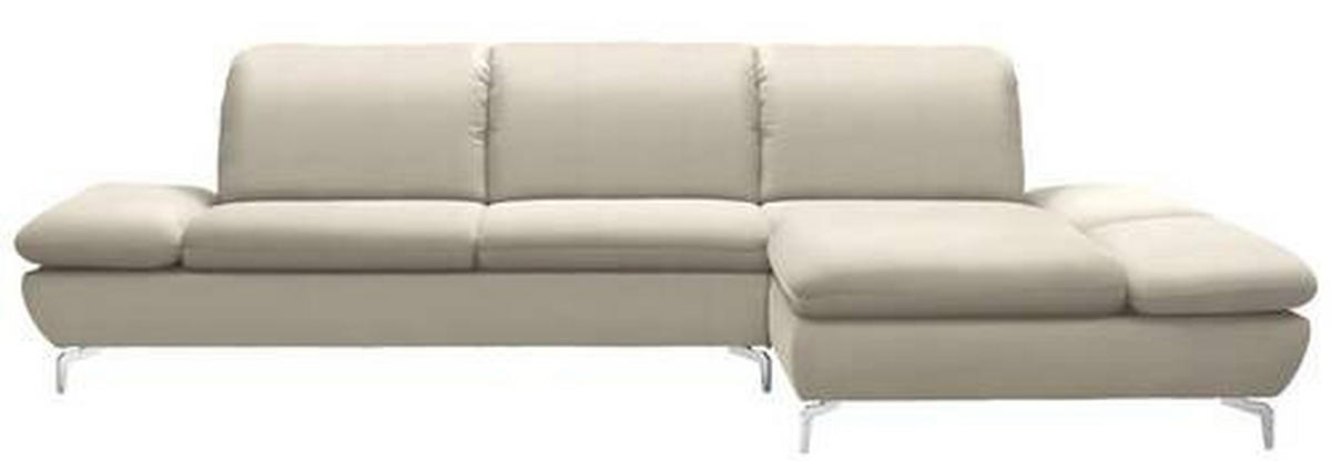 ECKSOFA in Echtleder Hellgrau  315/200 cm  - Silberfarben/Hellgrau, Design, Leder/Metall (315/200cm) - Chilliano