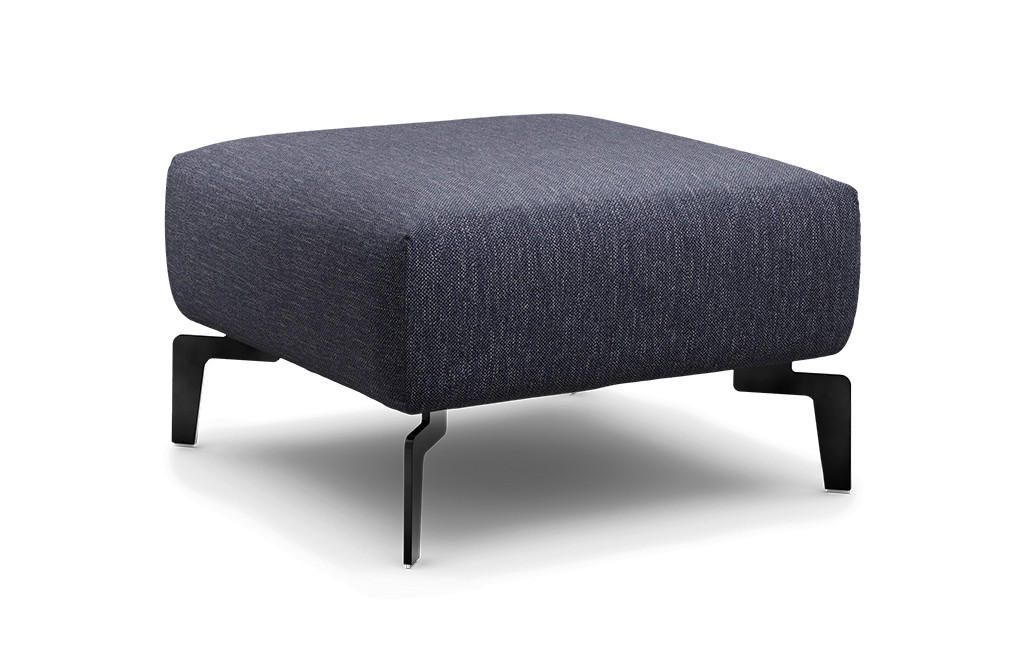 HOCKER Chenille Blau  - Blau/Schwarz, Design, Textil/Metall (70/70/46cm) - SENSOO