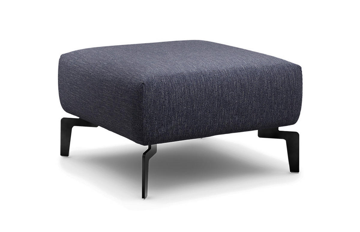 HOCKER Chenille Blau  - Blau/Schwarz, Design, Textil/Metall (70/70/46cm) - SENSOO