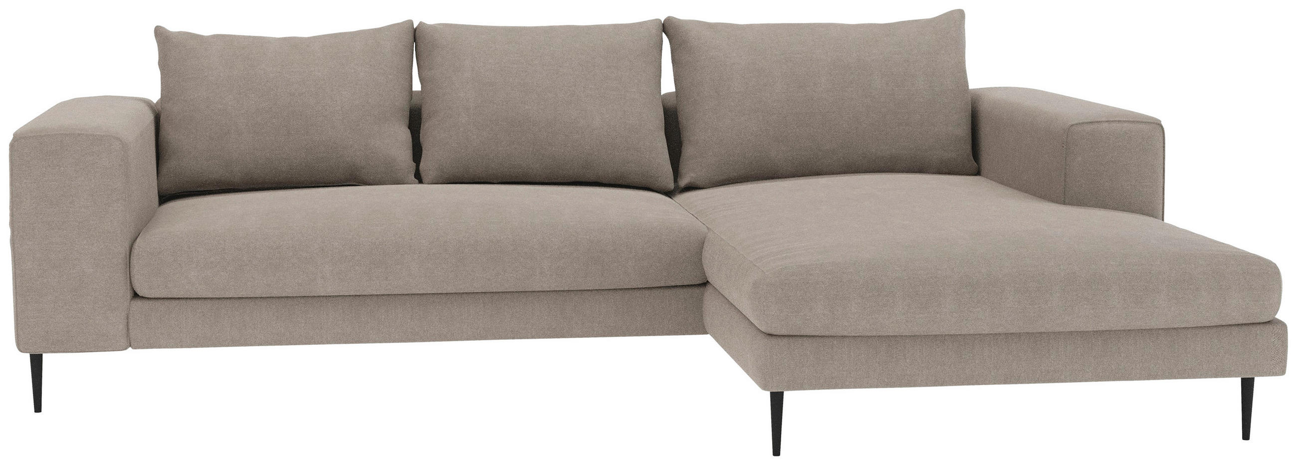 ECKSOFA Taupe Struktur  - Taupe/Schwarz, MODERN, Textil/Metall (275/170cm) - MID.YOU
