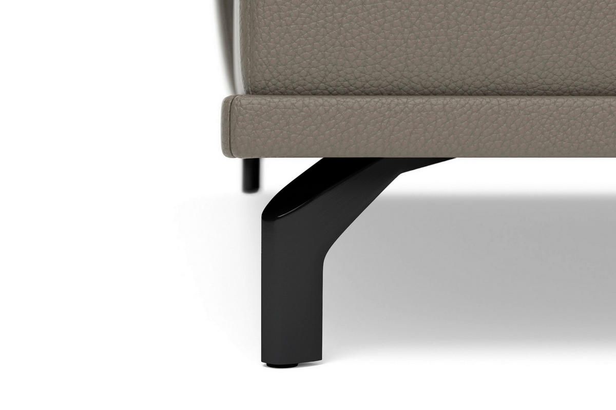 ECKSOFA COSTELLO E Grau Echtleder Nierenkissen, Armteilverstellung, Sitztiefenverstellung  - Schwarz/Grau, Basics, Leder/Textil (176/301cm) - Sit & More