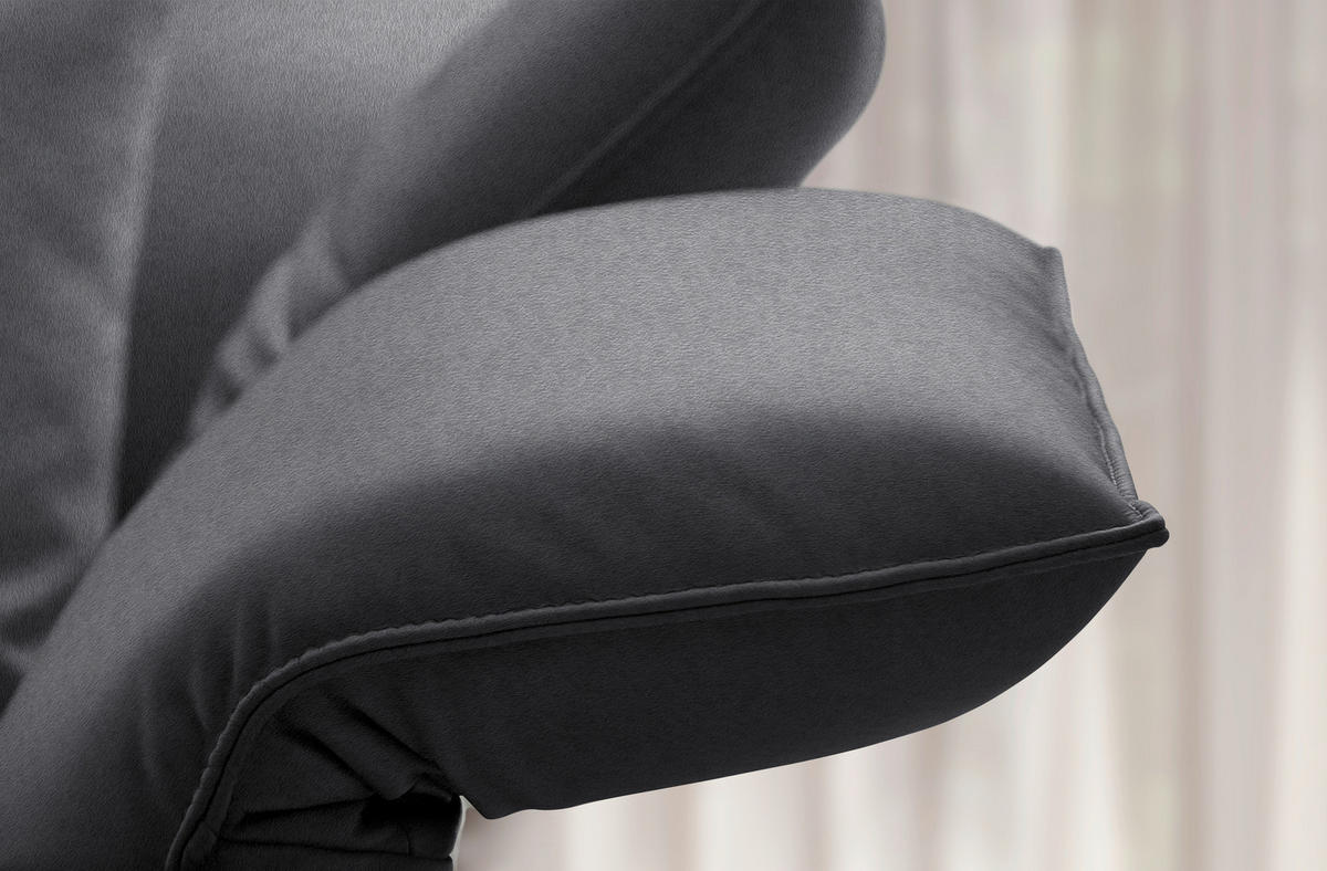 ECKSOFA Echtleder Dunkelgrau  - Dunkelgrau/Anthrazit, Design, Leder/Metall (290/230cm) - Johann Jakob