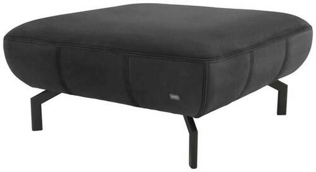 HOCKER Webstoff Anthrazit  - Anthrazit/Schwarz, Design, Textil/Metall (83/44/83cm) - LOOKS by W.Joop