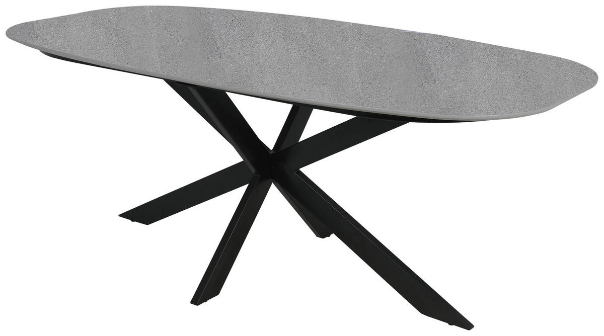 ESSTISCH oval Grau, Schwarz  - Schwarz/Grau, Design, Holzwerkstoff/Metall (180/100/76cm) - Carryhome