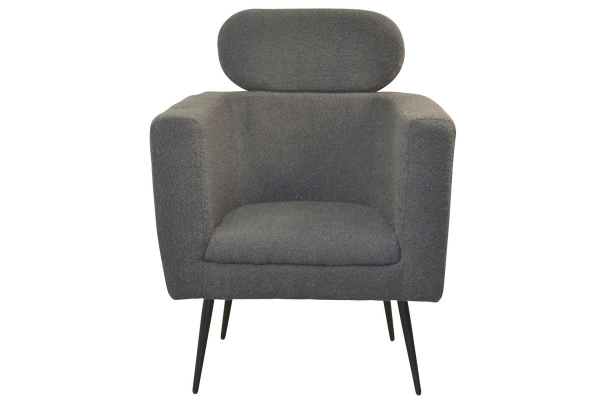 SESSEL Teddystoff Schwarz    - Schwarz, Design, Textil/Metall (67/72/95-103cm) - MID.YOU