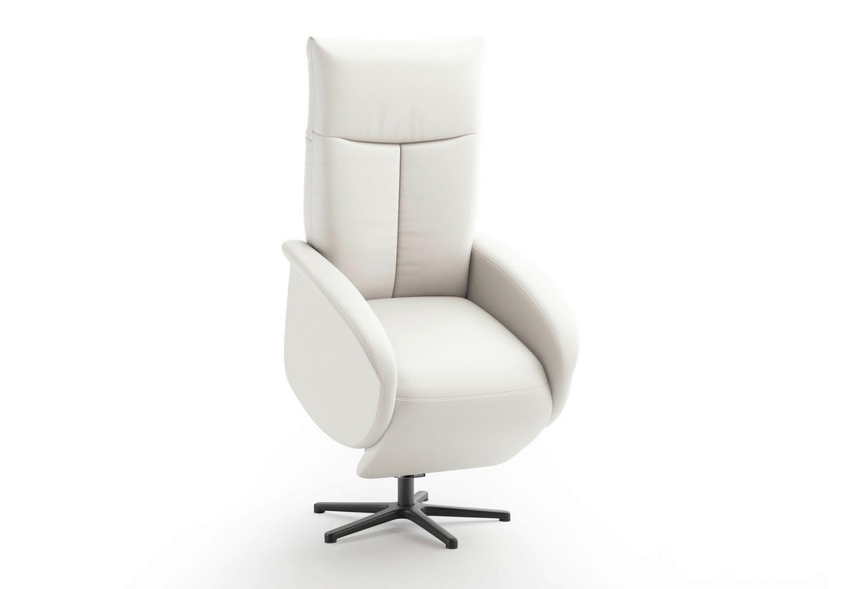 DREHSTUHL  in Weiss  - Weiss/Schwarz, Modern, Leder/Metall (75/112/82cm) - Sit & More