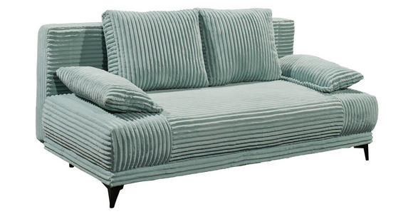 SCHLAFSOFA Cord Pastellgrün Rückenkissen, Armlehnenkissen, Bettkasten, Schlaffunktion, Rücken echt, Liegefläche im Originalstoff  - Pastellgrün/Schwarz, KONVENTIONELL, Kunststoff/Textil (211/96/105cm) - Carryhome