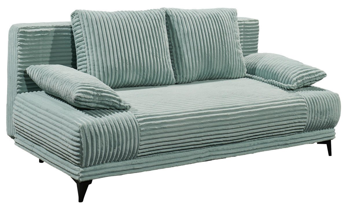 SCHLAFSOFA  mit Cord Pastellgrün  - Pastellgrün/Schwarz, KONVENTIONELL, Kunststoff/Textil (211/96/105cm) - Carryhome