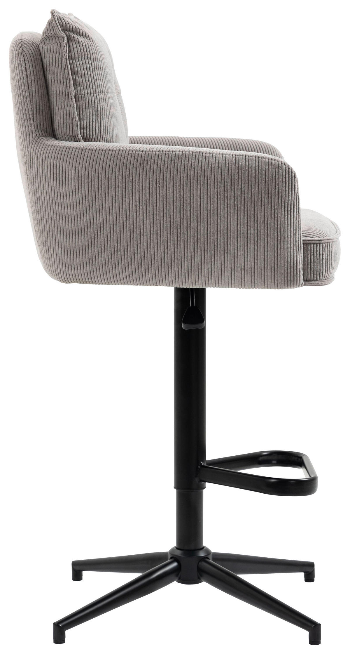 BARHOCKER Cord Taupe Eisen Stoffauswahl, Sitzfläche 360° drehbar, inklusive Armlehnen  - Taupe/Schwarz, Design, Textil/Metall (54/98-120/58cm) - Novel