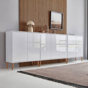 SIDEBOARD Mailand Set 6 + HF  in 263,5/86/33 cm  - Weiß Hochglanz/Weiß, MODERN, Holz/Holzwerkstoff (263,5/86/33cm) - MID.YOU