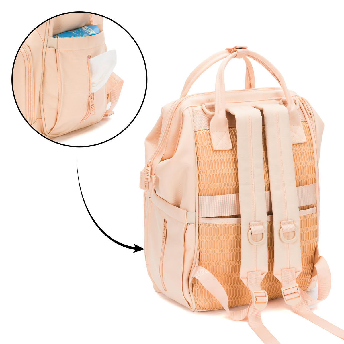 RUKSAK ZA PREVIJANJE   - boje pijeska, Basics, tekstil/plastika (27/18/42cm) - Fillikid