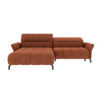 ECKSOFA Rostfarben Flachgewebe Rücken echt, Kopfteilverstellung, Sitztiefenverstellung  - Rostfarben/Schwarz, KONVENTIONELL, Textil/Metall (175/272cm) - Carryhome