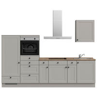 KÜCHENLEERBLOCK 300 cm   in Grau, Eiche dunkel  - Eiche dunkel/Schwarz, MODERN, Holzwerkstoff/Metall (300cm) - Nobilia