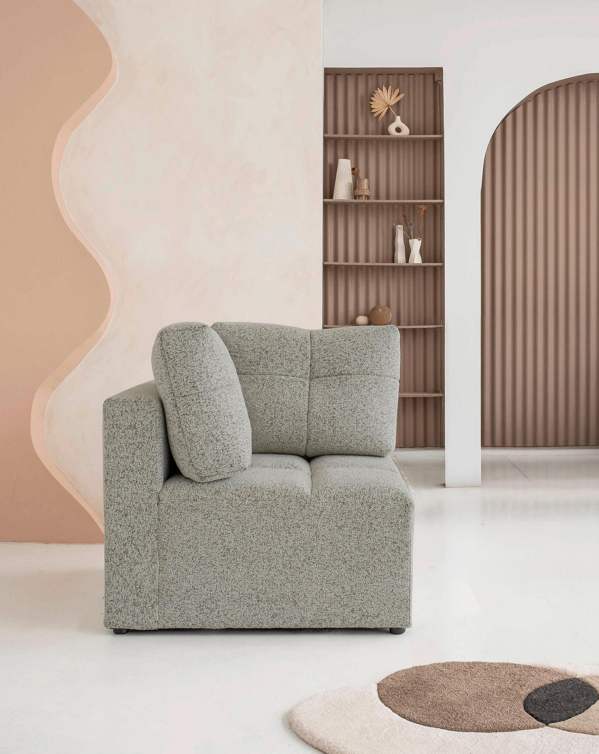 SOFAELEMENT Grau  - Schwarz/Grau, Design, Kunststoff/Textil (91/94/91cm) - MID.YOU