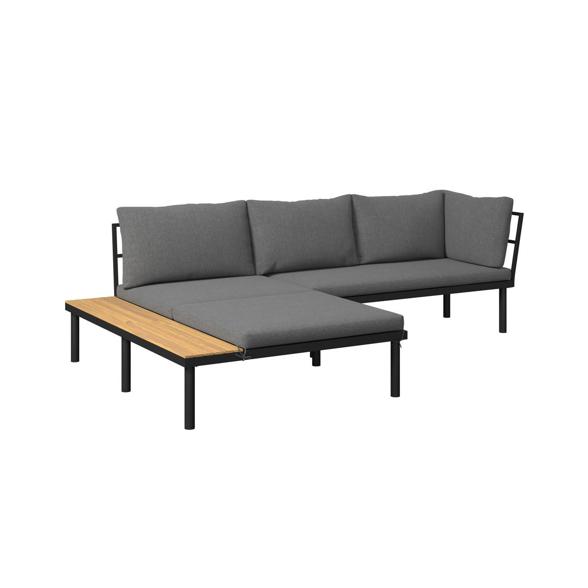 LOUNGEGARNITUR 159/273,5 cm Akazie massiv Eisen  - Schwarz/Grau, Basics, Holz/Textil (159/273,5cm) - Ambia Garden