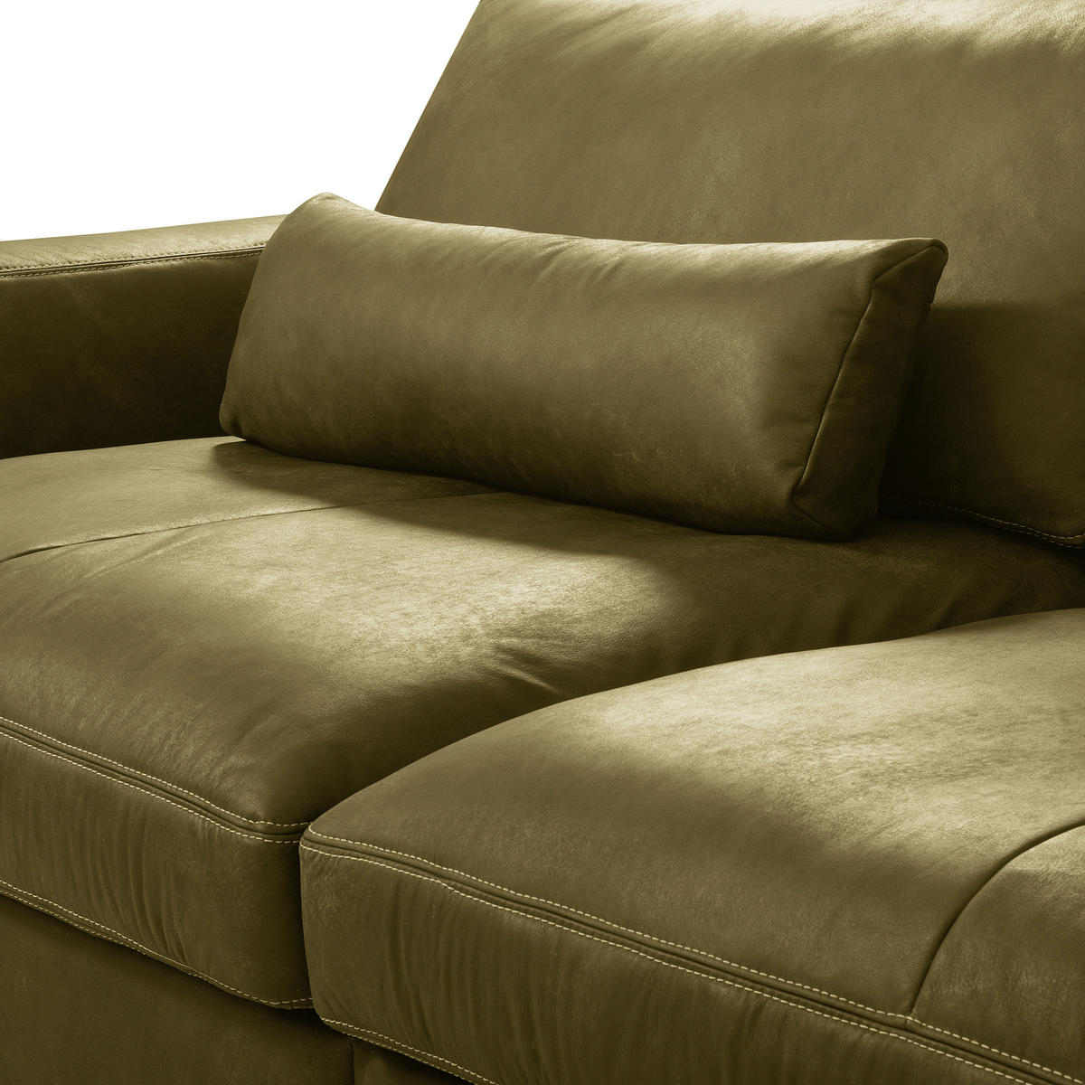 3-SITZER-SOFA  in Echtleder Olivgrün   - Beige/Schwarz, Design, Leder/Kunststoff (300/85/123cm) - Livetastic