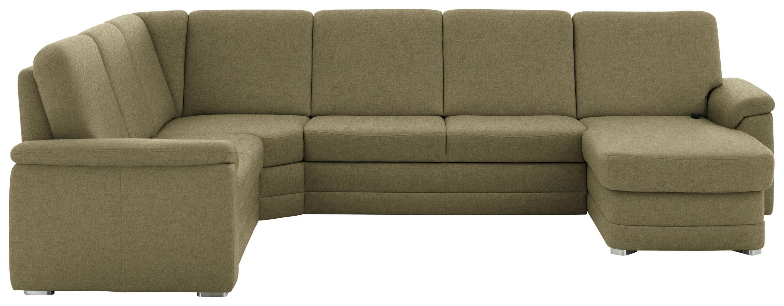 WOHNLANDSCHAFT Chenille Schilfgrün  - Schilfgrün/Alufarben, Konventionell, Holz/Textil (235/329/160cm) - Beldomo Comfort